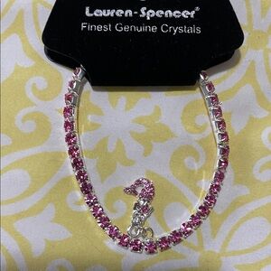 2/$20 Pink Crystal Bracelet By Lauren Spencer with Dainty Mermaid Charm! NWT